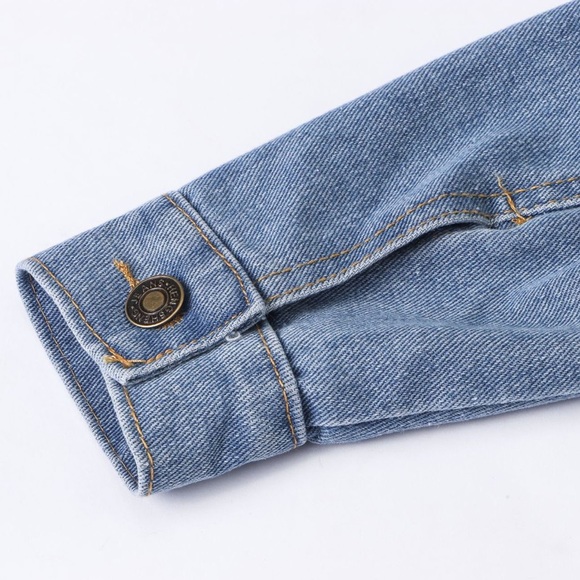 🔥🆕Long Sleeve Button Down Jean Denim Crop Jacket - Picture 10 of 10